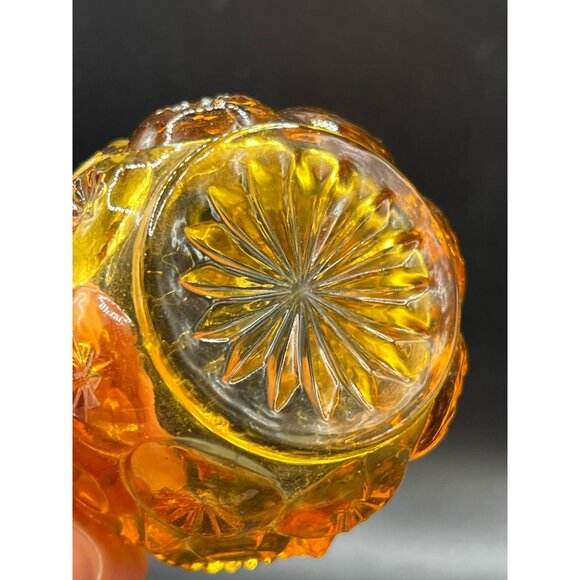 VTG L E Smith Moon and Stars Dip Dish Salt Cellar Amber 1.5" t  x 2" w Glass - Picture 4 of 4